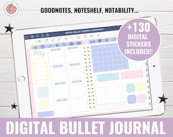 DIGITAL BULLET JOURNAL | Bullet Journal Goodnotes for iPad | digital planner stickers included: precropped goodnotes file + png