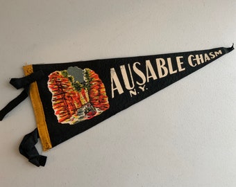 Ausable Chasm NY; Vintage Souvenir Pennant - 14.5” x 5.75” New York