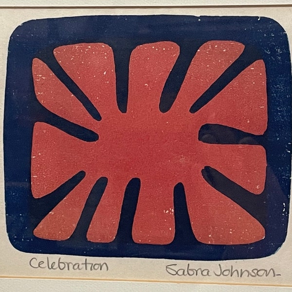 Sabra (Johnson) Field “Celebration” Signed & Framed Abstract Print; Listed Artist