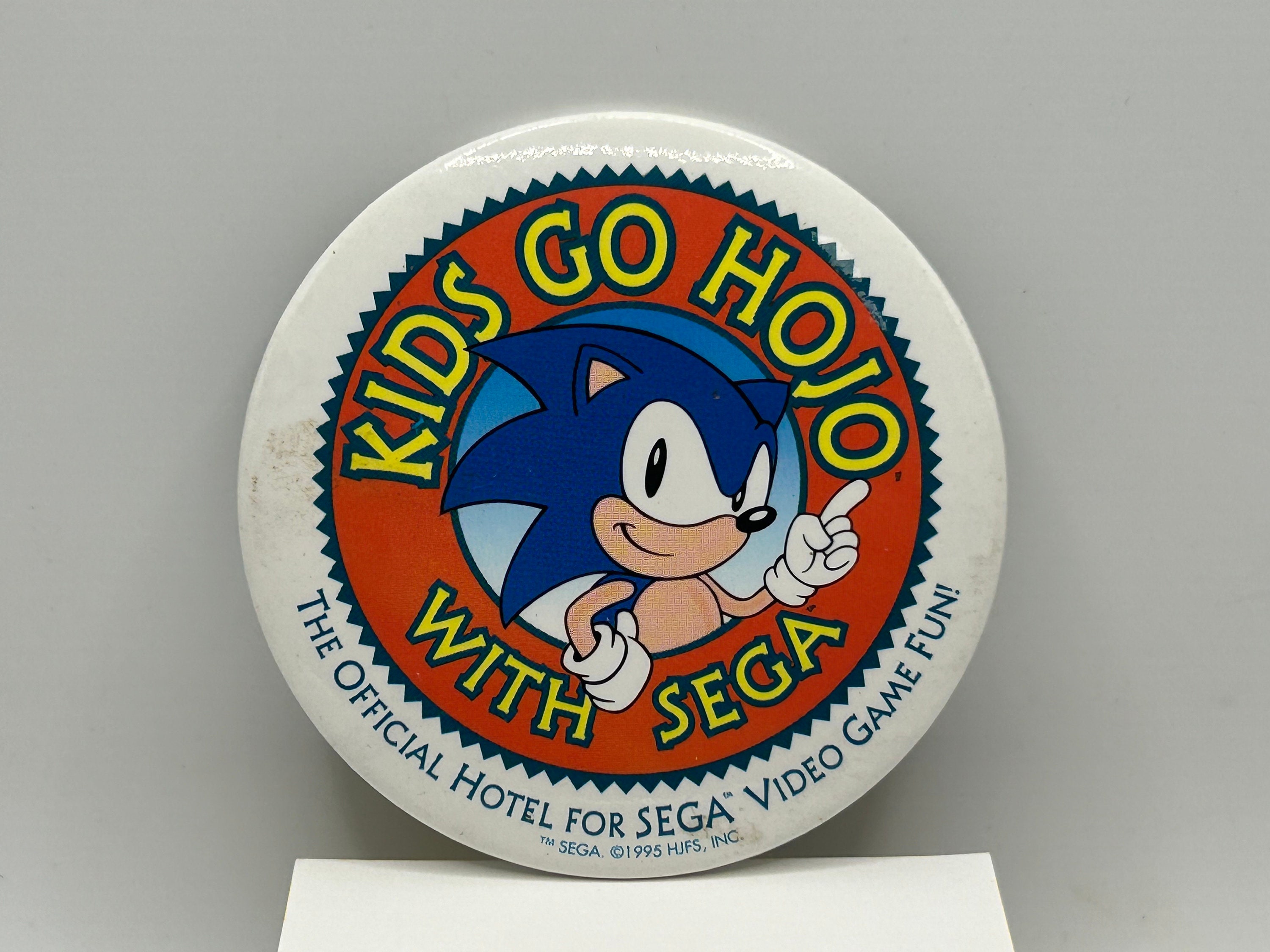 1995 Sonic the Hedgehog 3” Pinback Button; Howard Johnson's, Kids