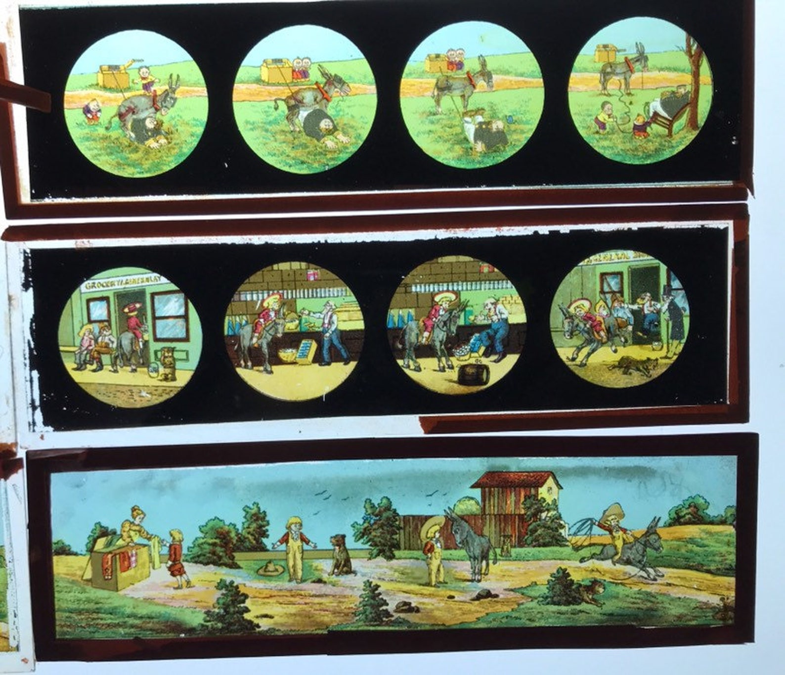 Download Antique Magic Lantern Slides Lot of 7 / Full Color Reverse ...