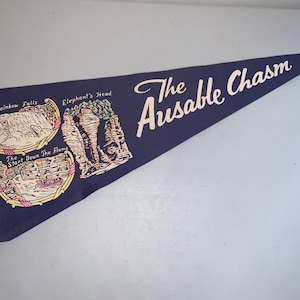 The Ausable Chasm NY; Vintage Souvenir Pennant - 30” x 12” New York