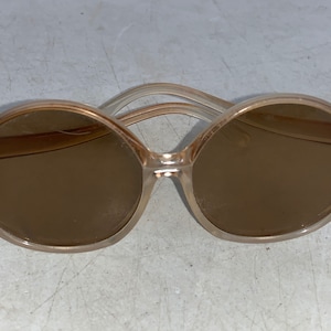 Vintage Women’s Sunglasses; Italy Round Lens, Tan Frames