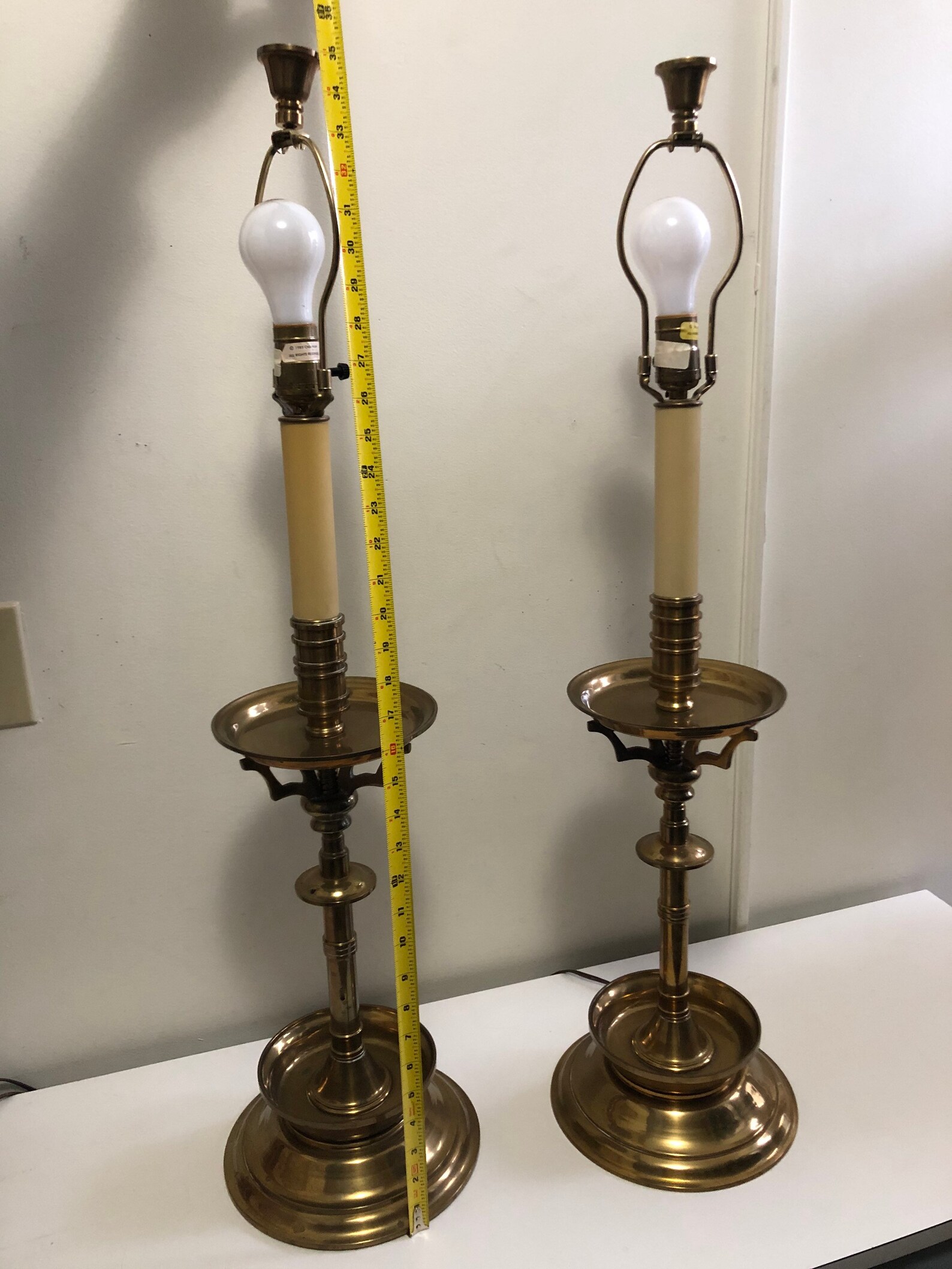 Pair of CHAPMAN Table Lamps 35 Brass Candlestick/ Hollywood Etsy