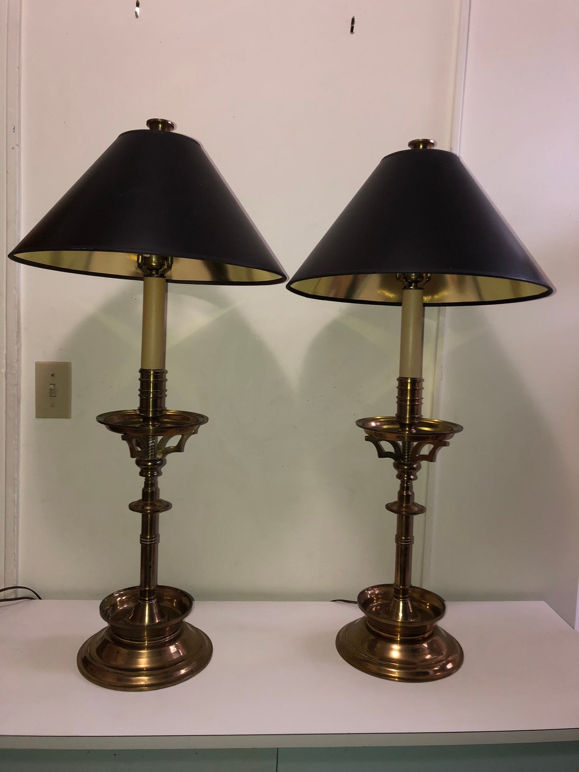Pair of CHAPMAN Table Lamps 35 Brass Candlestick/ Hollywood Etsy