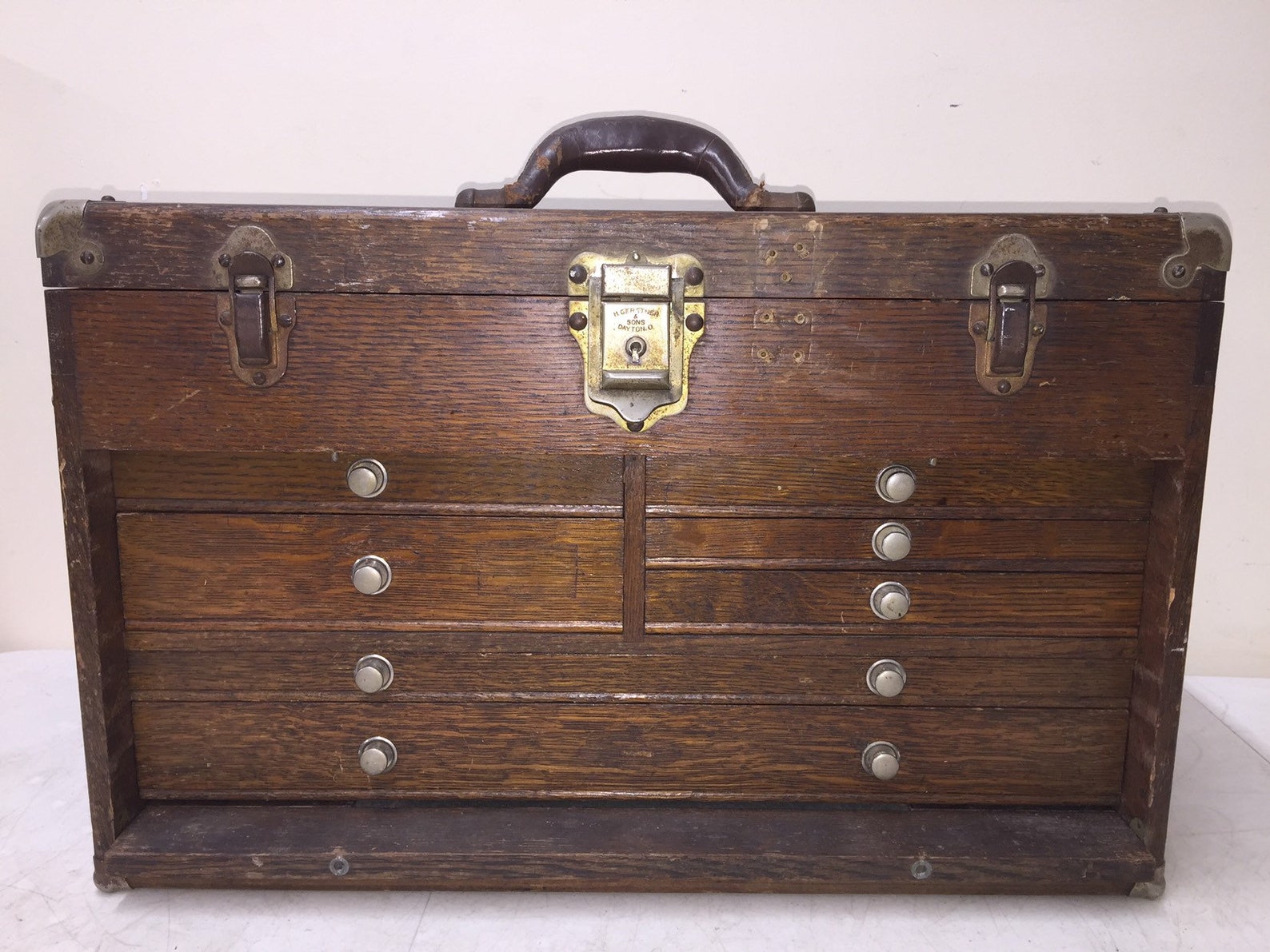 H. GERSTNER & Sons 7 Drawer Oak Machinist Tool Chest Antique Etsy
