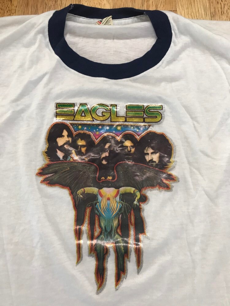 古着　70〜80s シングルステッチ EAGLES バンドTシャツ ヴィンテージ Vintage THE EAGLES Iron-on Ringer T Shirt Concert Tour T / 1970s