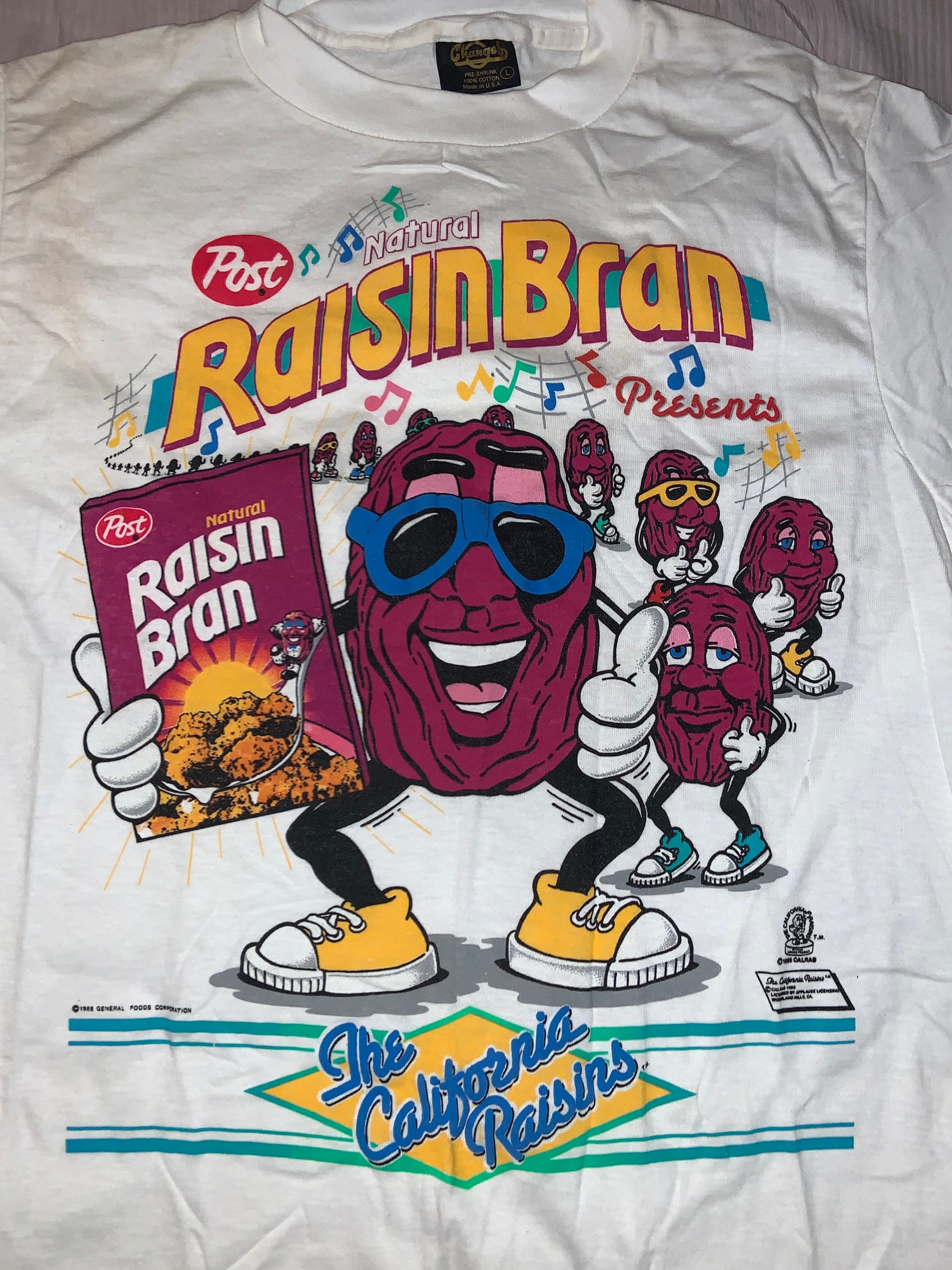 California Raisins T Shirt L / Post Natural Raisin Bran 1989 Etsy.de