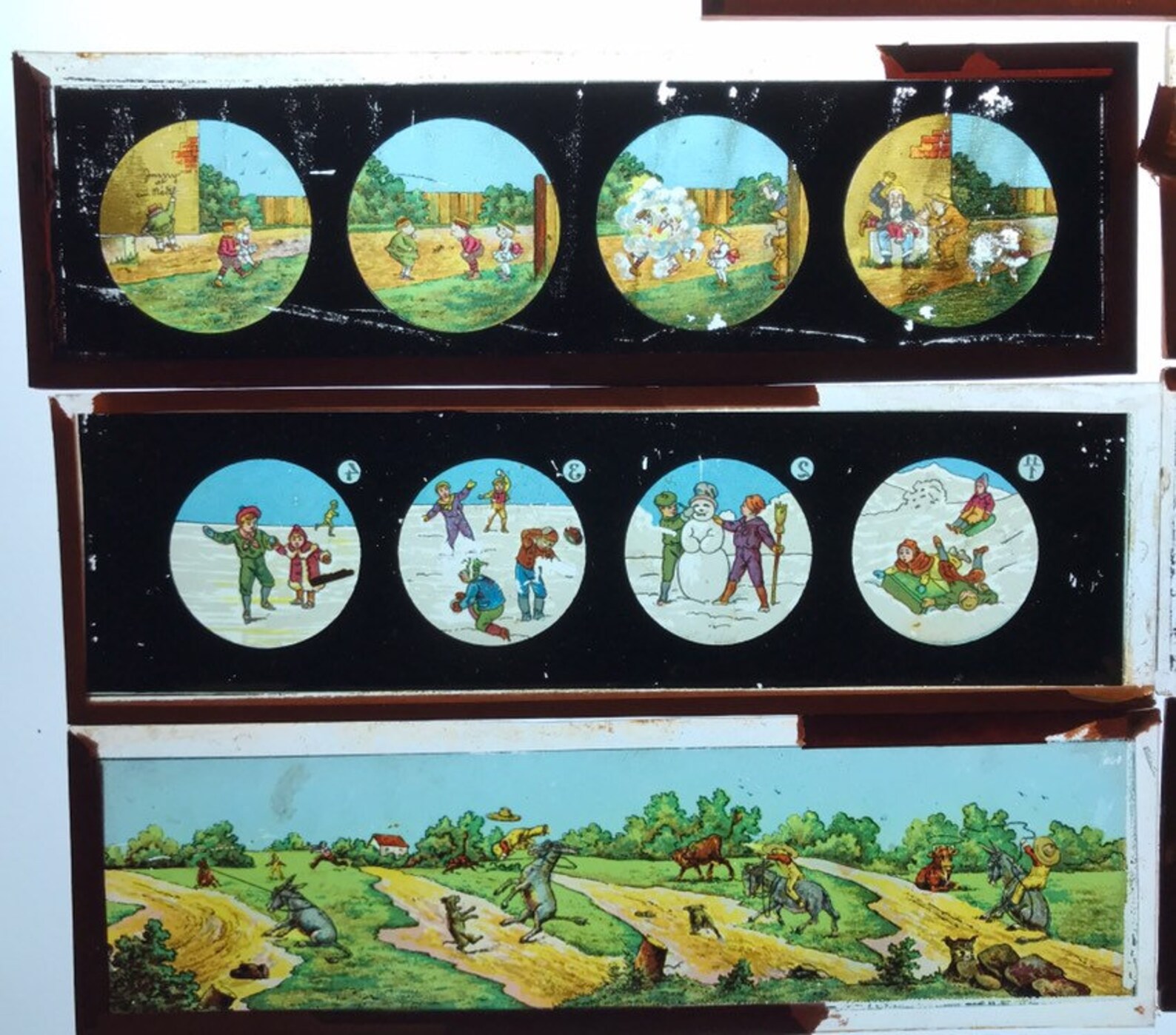 Download Antique Magic Lantern Slides Lot of 7 / Full Color Reverse ...
