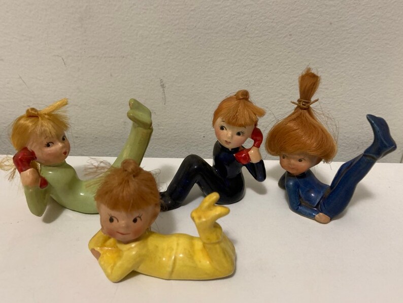 Lot of 4: Vintage NAPCO & LeGo Pixie Elves w/ Hair 2.5