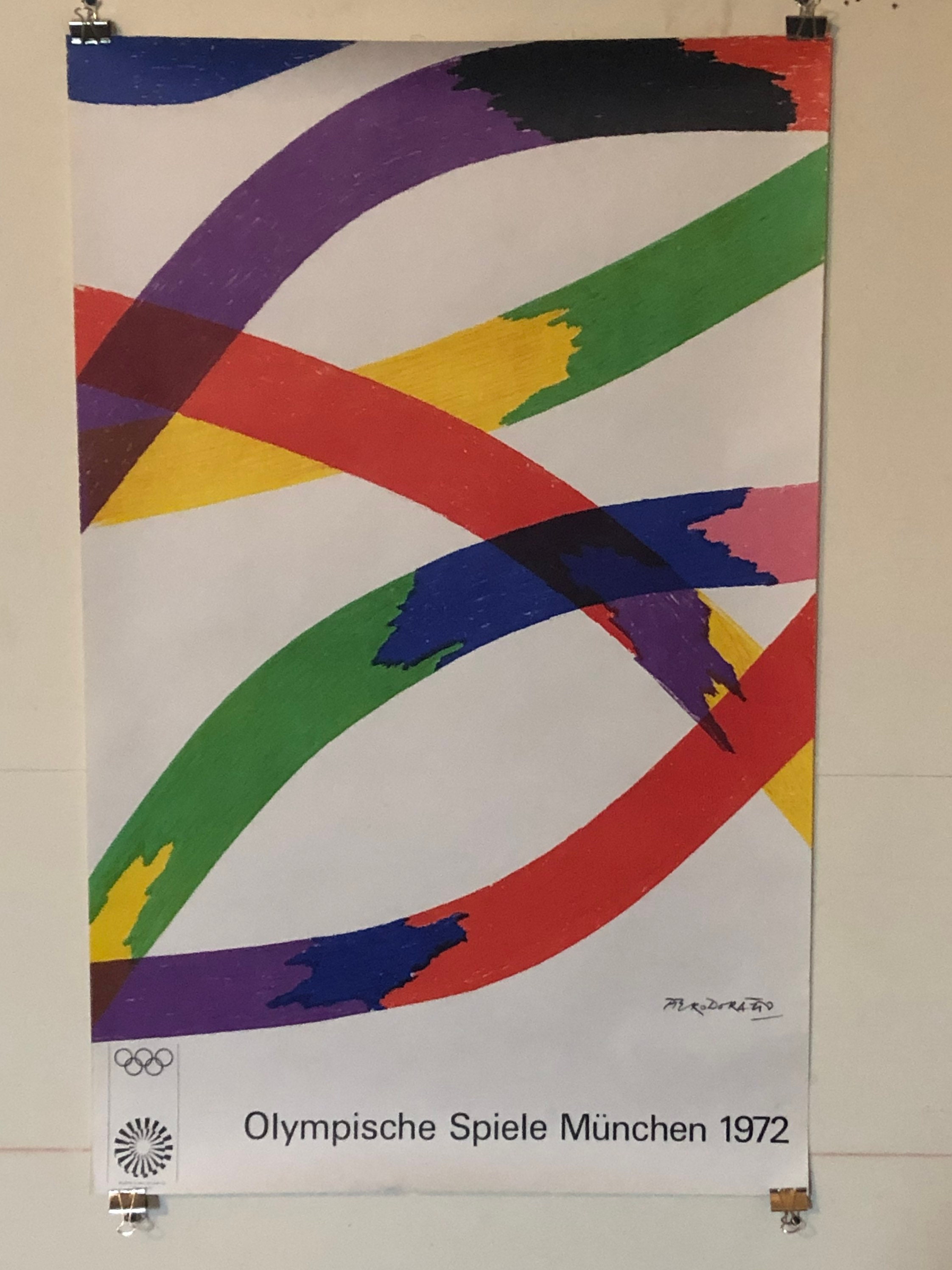 Piero Dorazio ポスター Piero Dorazio 1972 Munich Olympic Poster ORIGINAL 25”x 40
