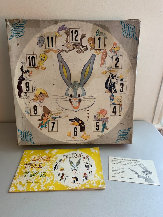 1960s 15” Bugs Bunny Electric Clock + Let's Tell Time Booklet
