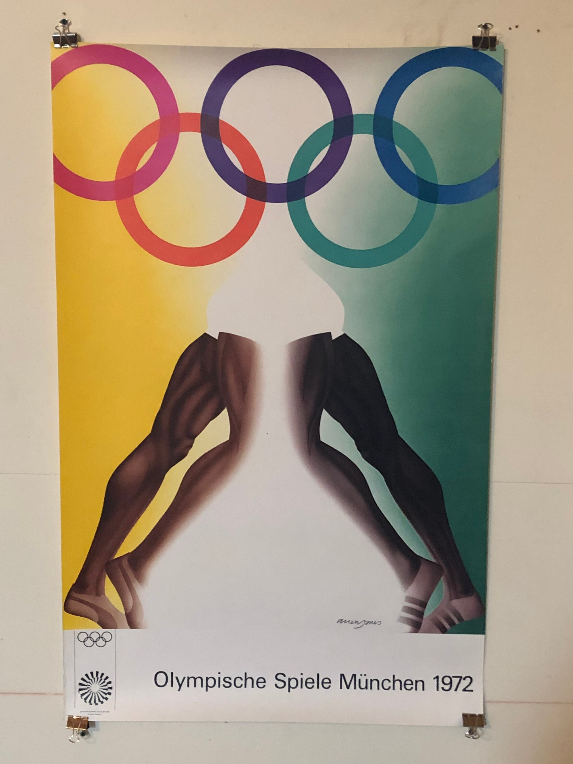 1972 Munich Olympic Poster ORIGINAL 25”x 40” Germany; Allen
