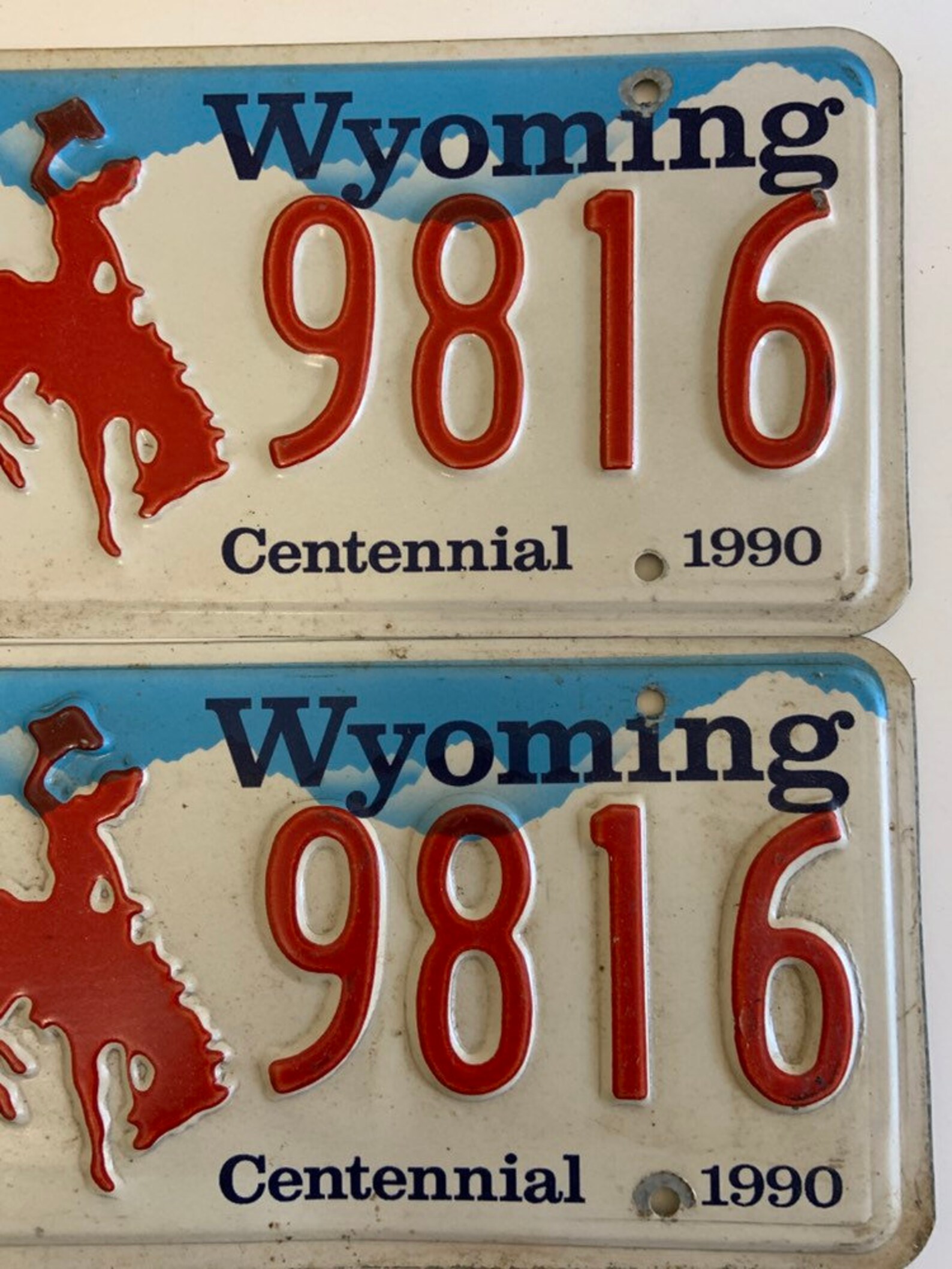Wyoming License Plates Pair of 1990 Tags 5 9816 1890 Etsy