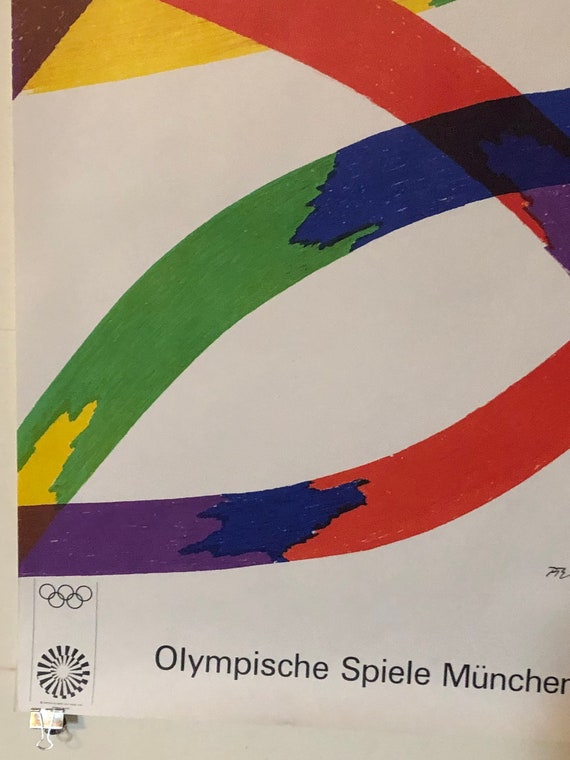 Piero Dorazio 1972 Munich Olympic Poster ORIGINAL 25”x 40” Germany