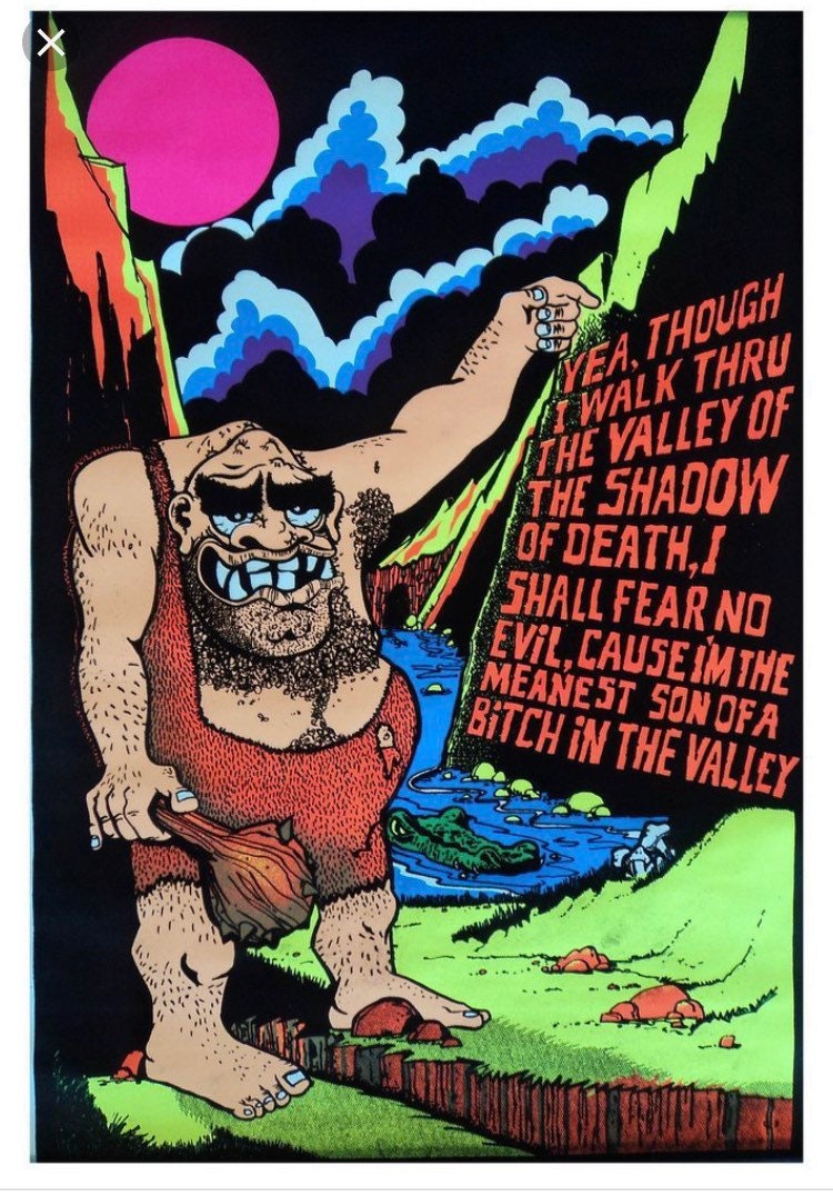 NOS 1974 Blacklight Poster “the Meanest SOB” Vintage 1970's NEW