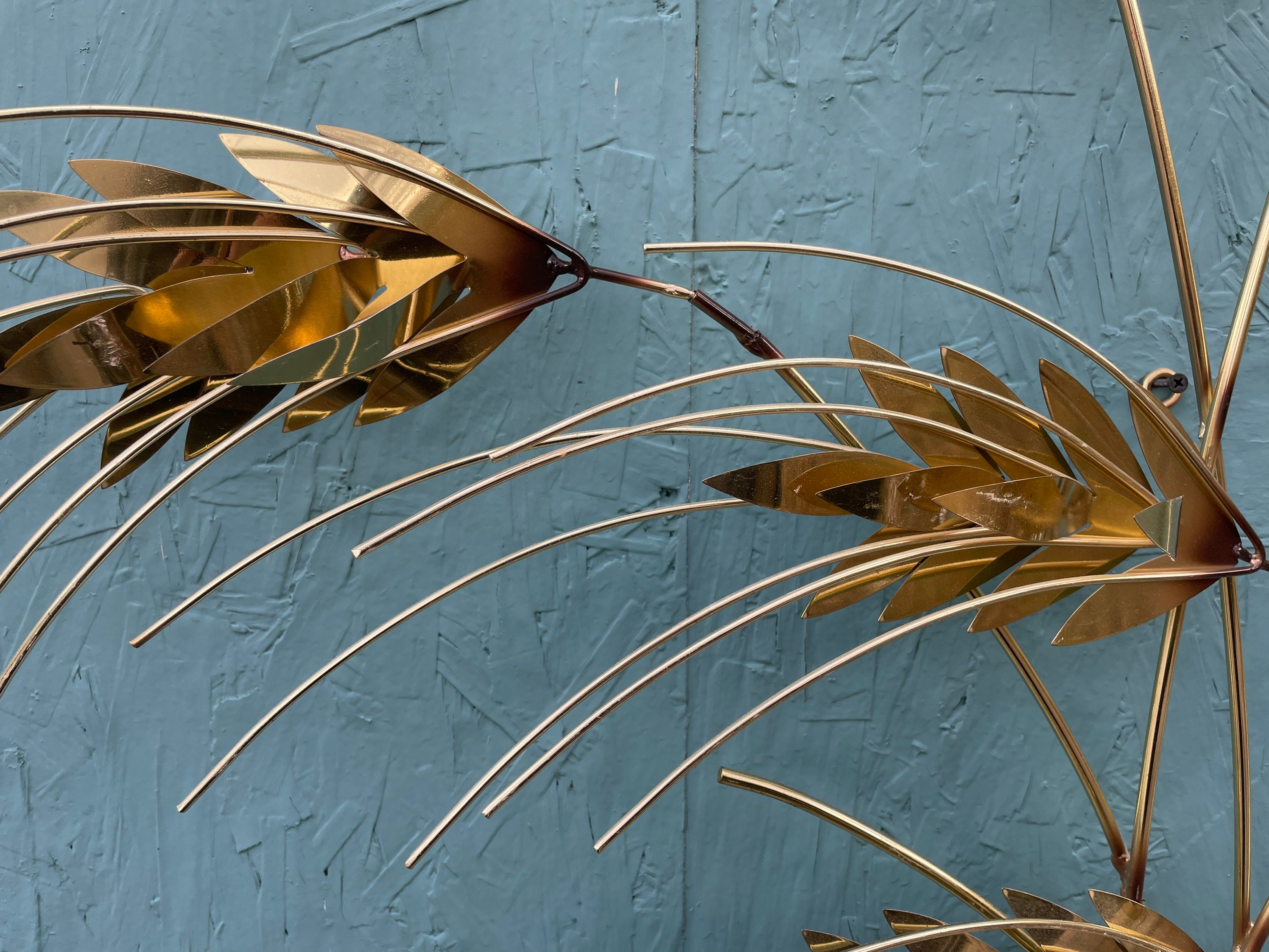 C Jere Golden Wheat Wall Sculpture 68”x34” Signed, Modern Art