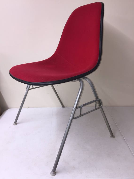 Herman Miller Chair Red Upholstered Seat Black Shell Mid Etsy
