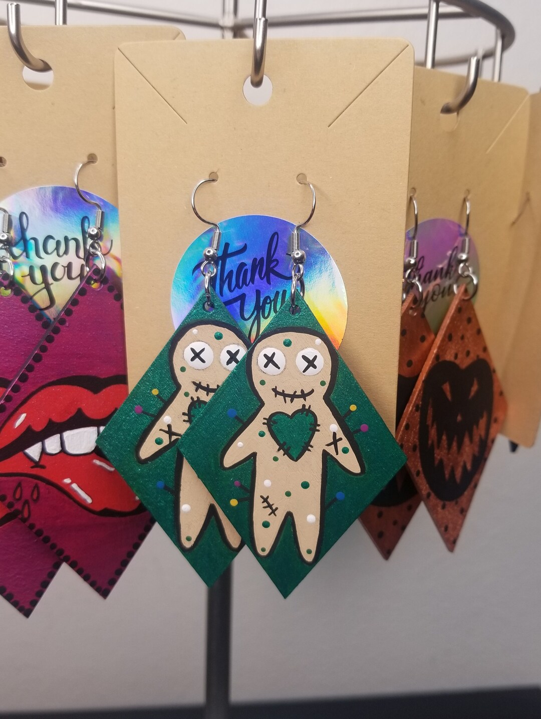 Handpainted Voodoo Doll Halloween Earrings Etsy UK