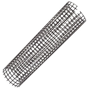 May include: A black plastic cylindrical mesh tube. The mesh is made of a grid pattern.