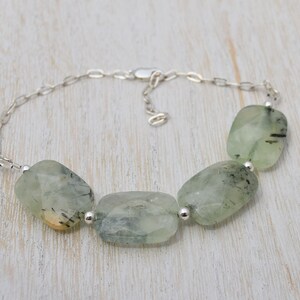 Quartz Nugget Sterling Silver Bracelet , Adjustable up to 8&quot;