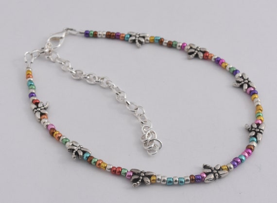 Dragonfly Anklet Dainty Ankle Bracelet Multiple Colors Etsy Canada