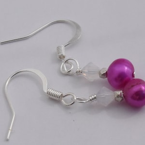 Classic Pink Pearl and Crystal Sterling Silver Earrings