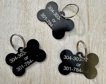 Personalized Metal Bone Shaped Pet Tags, Multiple Colors