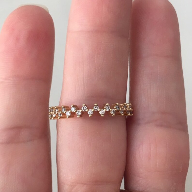 thin ring band tiny diamond band Eternity diamond band ring delicate band size 8 ring dainty band