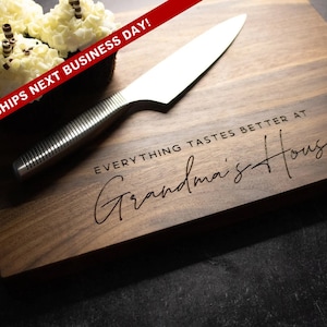 Personalized Walnut Cutting Board for Grandma  | Everything Tastes Better At Grandma's House | Custom Housewarming Christmas | 251