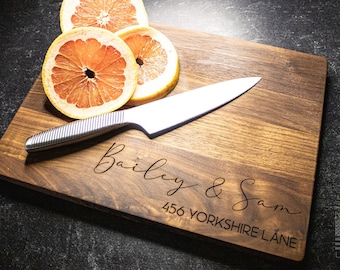 Personalized Wood Cutting Board for Housewarming Gift | Real Estate Closing Gift for Cooking and Baking | Engraved Gift | 330