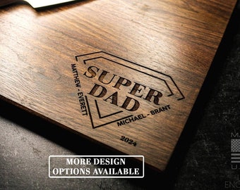 Super Dad | Father's Day Gift | Engraved Wood Cutting Board | Gift for Dad or Stepdad | Best Dad | Customized for Him | Multiple Options