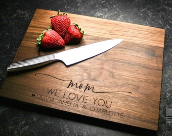 Wood Cutting Board, Personalized Mother's Day Cutting Board, Gift for Mom from Kids, Loved Mom Gift, Grandma Gift, New Mom Gift | 323