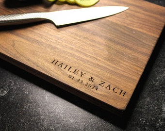 Wood Cutting Board, Personalized Cutting Board, Floral Engagement Gift For Couple, Personalized Charcuterie Board, Engraved Wedding