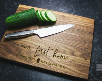 Personalized Wood Cutting Board for Housewarming Gift | Real Estate Closing Gift for Cooking and Baking | Engraved Gift | 328