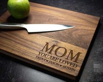 Wood Cutting Board, Personalized Mother's Day Cutting Board, Gift for Mom from Kids, Loved Mom Gift, Grandma Gift, New Mom Gift | 318