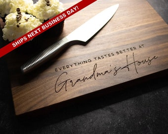 Personalized Walnut Cutting Board for Grandma  | Everything Tastes Better At Grandma's House | Custom Housewarming Christmas | 251