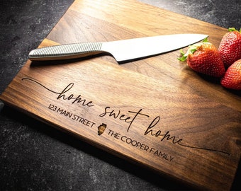 Personalized Wood Cutting Board for Housewarming Gift | Real Estate Closing Gift for Cooking and Baking | Engraved Gift | 327