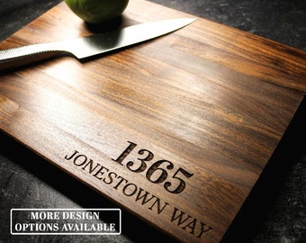Personalized Wood Cutting Board for Housewarming Gift | Real Estate Closing Gift for Cooking and Baking | Engraved Gift | Multiple
