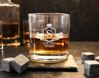 Custom Groomsman Guy Gift Scotch Glass | Etched Rocks Glass | On The Rocks Glass | Fathers Day Gift | Etched Engraved Whiskey Glass | WG069