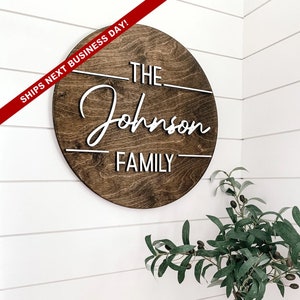Personalized Round Family Wall Sign, Personalized 3D Wood Sign, Farmhouse Style Family Wall Sign, Personal Wall Decoration, 3D Wall Decor