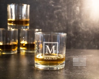 Personalized Laser Engraved Whiskey Glass  | Engraved Bourbon Glass | Groomsmen Gifts | Personalized Gift for Him | Rocks Glass | WG055