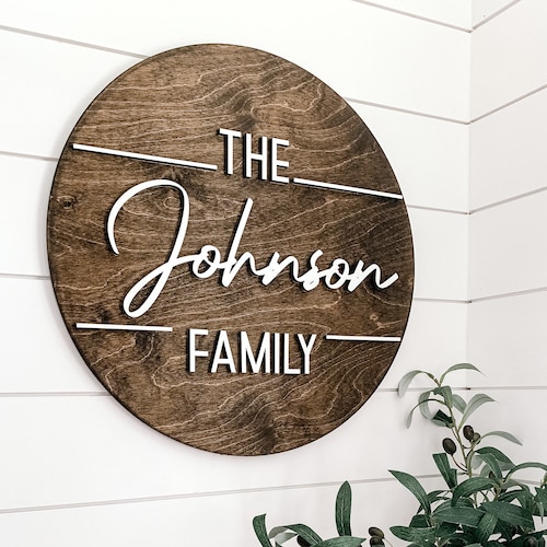 Personalized Round Family Wall Sign Personalized 3D Wood Etsy