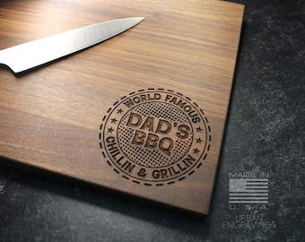 Father's Day Gift | Engraved Wood Cutting Board | Gift for Dad or Stepdad | Best Dad Present | Customized for Him | Dad's BBQ | Smoker