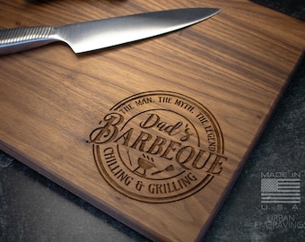 Father's Day Gift | Engraved Wood Cutting Board | Gift for Dad or Stepdad | Best Dad Present | Customized for Him | Dad's BBQ | Smoker