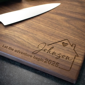 Personalized Wood Cutting Board for Housewarming Gift | Real Estate Closing Gift for Cooking and Baking | Engraved Gift | Address Board