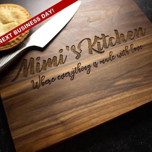 Mimi’s Kitchen | Personalized Cutting Board | Engraved Wood | Custom Housewarming Christmas | 089