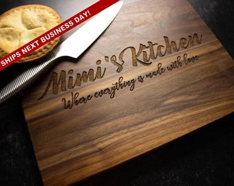 Mimi’s Kitchen | Personalized Cutting Board | Engraved Wood | Custom Housewarming Christmas | 089