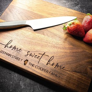 Personalized Wood Cutting Board for Housewarming Gift | Real Estate Closing Gift for Cooking and Baking | Engraved Gift | 327