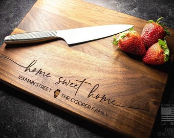 Personalized Wood Cutting Board for Housewarming Gift | Real Estate Closing Gift for Cooking and Baking | Engraved Gift | 327